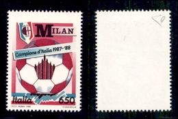 REPUBBLICA - 1988 - Milan Azzurro - 650 Lire (1836 Varietà-Specializzato 1468Ab) Con Stampa Del Giallo Evanescente - Gom - Other & Unclassified