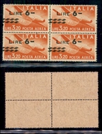 REPUBBLICA - 1947 - 6 Lire Su 3,20 (135g Varietà-Aerea) - Quartina Con Soprastampe Spostate In Alto E A Sinistra (a Cava - Sonstige & Ohne Zuordnung