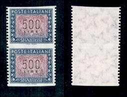 REPUBBLICA - 1992 - Segnatasse - 500 Lire (123d) - Coppia Verticale Non Dentellata In Orizzontale - Gomma Integra (800) - Other & Unclassified
