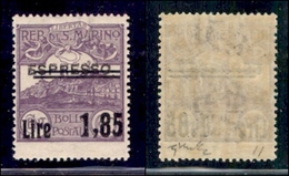 SAN MARINO - 1926 - 1,85 Lire Su 60 Cent (129a) Con Doppia Soprastampa Espresso - Gomma Integra - Cert. Chiavarello (900 - Other & Unclassified