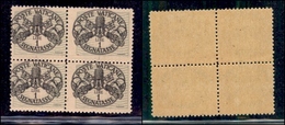 VATICANO - 1945 - Segnatasse - 1 Lira (10-varietà) - Quartina Con Dentellatura Centrale Spostata A Sinistra + Dentellatu - Altri & Non Classificati