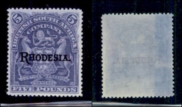 ESTERO - RHODESIA - 1909 - 5 Sterline (16) - Senza Gomma - Altri & Non Classificati