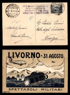 POSTA AEREA  - 1919 (31 Agosto) - Livorno (1097) Annullo Violetto Su 15 Cent (96f) Non Dentellato In Alto Con Bordo Di F - Altri & Non Classificati