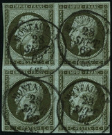 Oblit. N°11 1c Olive, Bloc De 4 Obl CàD Montauban 28/9/62 - TB - 1853-1860 Napoleon III