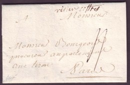 AISNE - LAC - "Villers Cotterets" Manuscrit L2 (1766) + Taxe 4 Pour Paris (60) - 1701-1800: Vorläufer XVIII