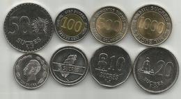 Ecuador 1988/97. Set Of 8 Coins 1 - 5 - 10 - 20 - 50 - 100 -500 - 1000 Sucre Sucres All High Grade - Ecuador