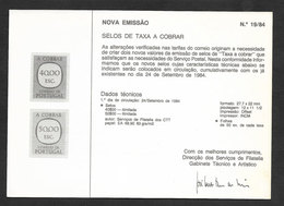 Portugal Entier Postal Avis émission Timbre-taxe Port Dû 1984 Postage Due Stationery Issue Notice - Covers & Documents