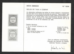 Portugal Entier Postal Avis émission Timbre-taxe Port Dû 1984 Postage Due Stationery Issue Notice - Cartas & Documentos