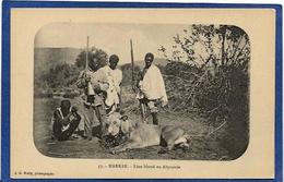 CPA Chasse Chasseur Lion Ethiopie Ethiopia Abyssinie Ethnic Afrique Noire Type Non Circulé - Etiopía