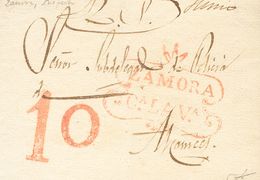 SOBRE. (1834ca). ZAMORA A ALCAÑICES. Marca ZAMORA / Cª LA Vª (P.E.9) Edición 2004. MAGNIFICA. - ...-1850 Prephilately