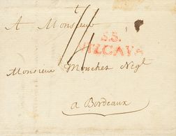 SOBRE. 1779. SAN SEBASTIAN A BURDEOS (FRANCIA). Marca S.S. / VIZCAYA, En Rojo (P.E.11) Edición 2004. MAGNIFICA Y RARA. - ...-1850 Prephilately