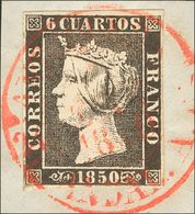 FRAGMENTO 1. 1850. 6 Cuartos Negro, Sobre Fragmento. Matasello Baeza ANTEQUERA / ANDAL.A. MAGNIFICO Y RARO. - Other & Unclassified