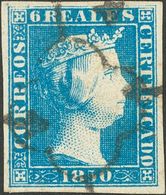 º4. 1850. 6 Reales Azul (leve Adegazamiento En El Margen Izquierdo). MAGNIFICO. Edifil 2018: 1.140 Euros - Autres & Non Classés