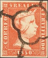 º3F. 1850. 5 Reales Rojo. FALSO SPERATI, Al Dorso Marca De La B.P.A. MAGNIFICO. - Sonstige & Ohne Zuordnung