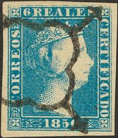 º4F. 1850. 6 Reales Azul. FALSO SPERATI (Tipo B), Al Dorso Marca De La B.P.A. MAGNIFICO. - Other & Unclassified