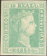 (*)5F. 1850. 10 Reales Verde. FALSO SPERATI, Al Dorso Marca De La B.P.A. MAGNIFICO. - Other & Unclassified