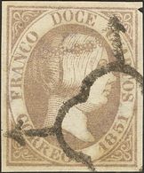 º7F. 1851. 12 Cuartos Violeta. FALSO SPERATI, Al Dorso Marca De La B.P.A. MAGNIFICO. - Otros & Sin Clasificación