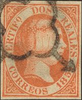 º8F. 1851. 2 Reales Naranja. FALSO SPERATI (Tipo A), Al Dorso Marca De La B.P.A. MAGNIFICO. - Otros & Sin Clasificación