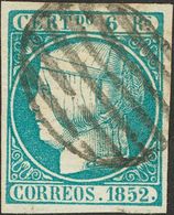 º16. 1852. 6 Reales Azul. Enormes Márgenes Y Color Intenso. PIEZA DE LUJO. Edifil 2018: 725 Euros - Otros & Sin Clasificación