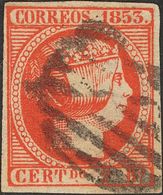 º19F. 1853. 2 Reales Bermellón. FALSO SPERATI, Al Dorso Marca De La B.P.A. MAGNIFICO. - Autres & Non Classés