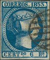 º21. 1853. 6 Reales Azul (reparado Al Dorso). MAGNIFICO. Edifil 2018: 610 Euros - Autres & Non Classés