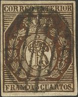 º23F. 1853. 3 Cuartos Bronce. FALSO SPERATI (Tipo A), Al Dorso Marca De La B.P.A. MAGNIFICO. - Otros & Sin Clasificación