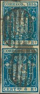 º27(2). 1854. 6 Reales Azul, Pareja. Enormes Márgenes Y Color Intenso. MAGNIFICA Y RARA. Edifil 2014: 1.175 Euros - Other & Unclassified