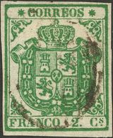 º32. 1854. 2 Cuartos Verde. MAGNIFICO. Cert. CEM. Edifil 2018: 710 Euros - Otros & Sin Clasificación