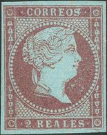 (*)42. 1855. 2 Reales Violeta. MAGNIFICO. Cert. CEM. Edifil 2018: 1.120 Euros - Otros & Sin Clasificación