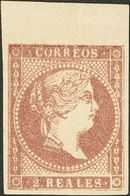 *50. 1855. 2 Reales Violeta, Borde De Hoja. MAGNIFICO. Edifil 2018: 96 Euros - Sonstige & Ohne Zuordnung