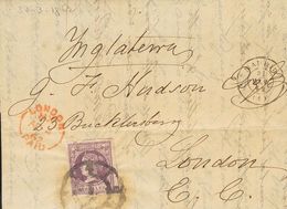 SOBRE 56. 1862. 2 Reales Lila. MADRID A LONDRES (INGLATERRA). MAGNIFICA E INUSUAL. - Sonstige & Ohne Zuordnung