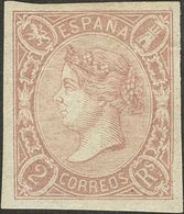 *73. 1865. 2 Reales Lila. MAGNIFICO. Cert. CEM. Edifil 2018: 570 Euros - Other & Unclassified