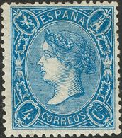 *75. 1865. 4 Cuartos Azul. Color Intenso. MAGNIFICO. - Other & Unclassified