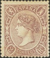 *79. 1865. 2 Reales Lila Oscuro. Color Muy Intenso. MAGNIFICO Y RARISIMO, ESPECIALMENTE CON EL DENTADO ABSOLUTAMENTE ORI - Sonstige & Ohne Zuordnung