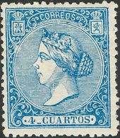 *81. 1866. 4 Cuartos Azul. MAGNIFICO. Edifil 2018: 59 Euros - Otros & Sin Clasificación