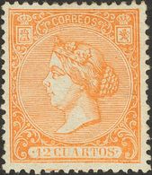 *82. 1866. 12 Cuartos Naranja. Excepcional Centraje Y Color Intenso. MAGNIFICO. Edifil 2018: +345 Euros - Otros & Sin Clasificación