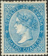 *88. 1867. 4 Cuartos Azul. Centraje Excepcional. MAGNIFICO. - Autres & Non Classés