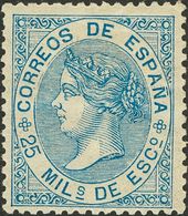 *97. 1868. 25 Mils Azul. Muy Bien Centrado. MAGNIFICO. Edifil 2018: 385 Euros - Autres & Non Classés