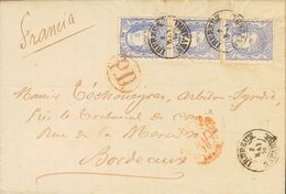 SOBRE 107(3). 1870. 50 Mils, Tres Sellos (uno Con Insignificante Defecto). LAS DOS HERMANAS (NAVARRA) A BURDEOS (FRANCIA - Other & Unclassified