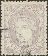 º111. 1870. 1600 Mils Violeta Lila. Excelente Centraje. MAGNIFICO Y RARO. Cert. CEM. Edifil 2018: 1.475 Euros - Otros & Sin Clasificación