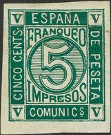 *117s. 1872. 5 Cts Verde (leve Cortecito En El Margen). SIN DENTAR. BONITO. Edifil 2018: 335 Euros - Sonstige & Ohne Zuordnung