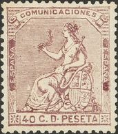 (*)136. 1873. 40 Cts Castaño Violeta. Excelente Centraje. MAGNIFICO. Edifil 2018: 58 Euros - Autres & Non Classés