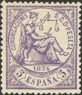 *144. 1874. 5 Cts Violeta. Excelente Centraje. MAGNIFICO. - Other & Unclassified