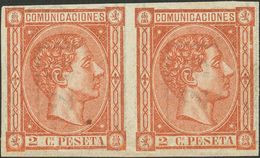 **/*162s(2). 1875. 2 Cts Castaño, Pareja. SIN DENTAR. MAGNIFICA Y RARA. Edifil 2018: +++182 Euros - Sonstige & Ohne Zuordnung