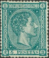 (*)170. 1875. 4 Pts Verde. Excelente Centraje Y Color Intenso. MAGNIFICO Y RARO. Cert. CEM. Edifil 2018: 735 Euros - Autres & Non Classés