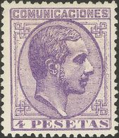 *198. 1878. 4 Pts Violeta. Excelente Centraje Y Color Intenso. MAGNIFICO. Cert. EXFIMA. Edifil 2018: 305 Euros - Sonstige & Ohne Zuordnung