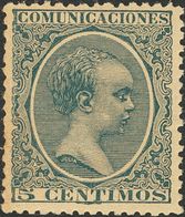 **216. 1889. 5 Cts Verde. Color Excepcional. MAGNIFICO. Cert. GRAUS. Edifil 2018: 144 Euros - Other & Unclassified