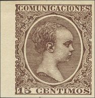 *219. 1889. 15 Cts Castaño Violeta, Borde De Hoja. SIN DENTAR. MAGNIFICO. - Autres & Non Classés