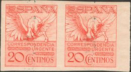 **454s(2). 1929. 20 Cts Rosa, Pareja Borde De Hoja (NºA006.370). SIN DENTAR. MAGNIFICA Y RARA. Edifil 2018: +650 Euros - Sonstige & Ohne Zuordnung
