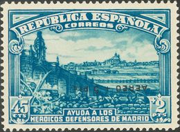 **759hi. 1938. AEREO+5 PTS. Variedad SOBRECARGA INVERTIDA. MAGNIFICO Y RARO. Cert. CEM. Edifil 2015: +786 Euros - Sonstige & Ohne Zuordnung